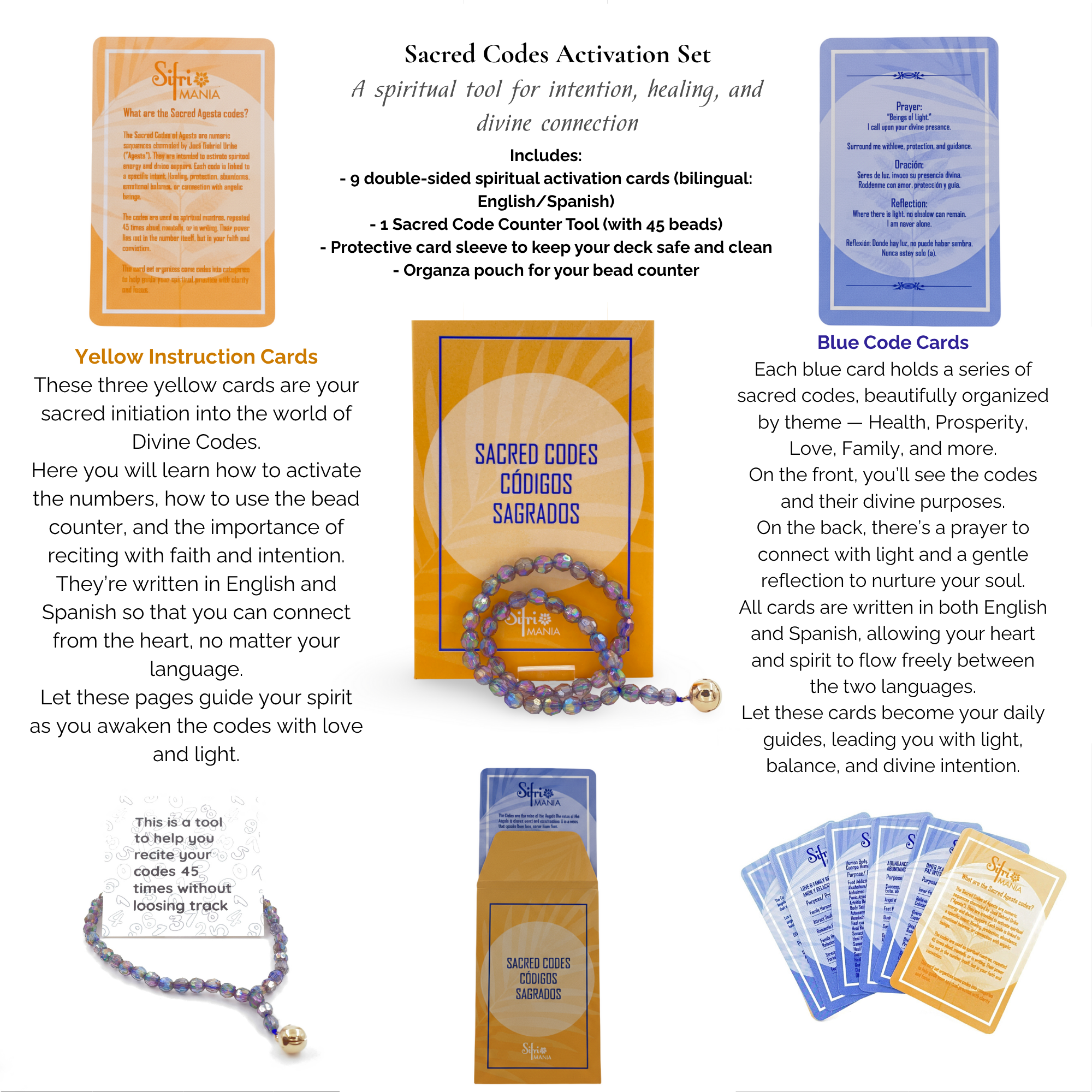 Decoding The Sacred Code Codigos Sagrados Activation Set – 50 Spiritual Codes with 45-Bead ...