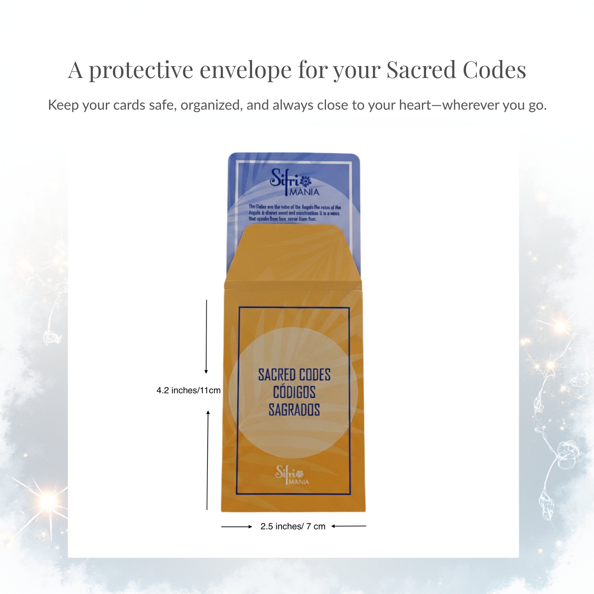 'Sacred Codes' text and Mantra branding 