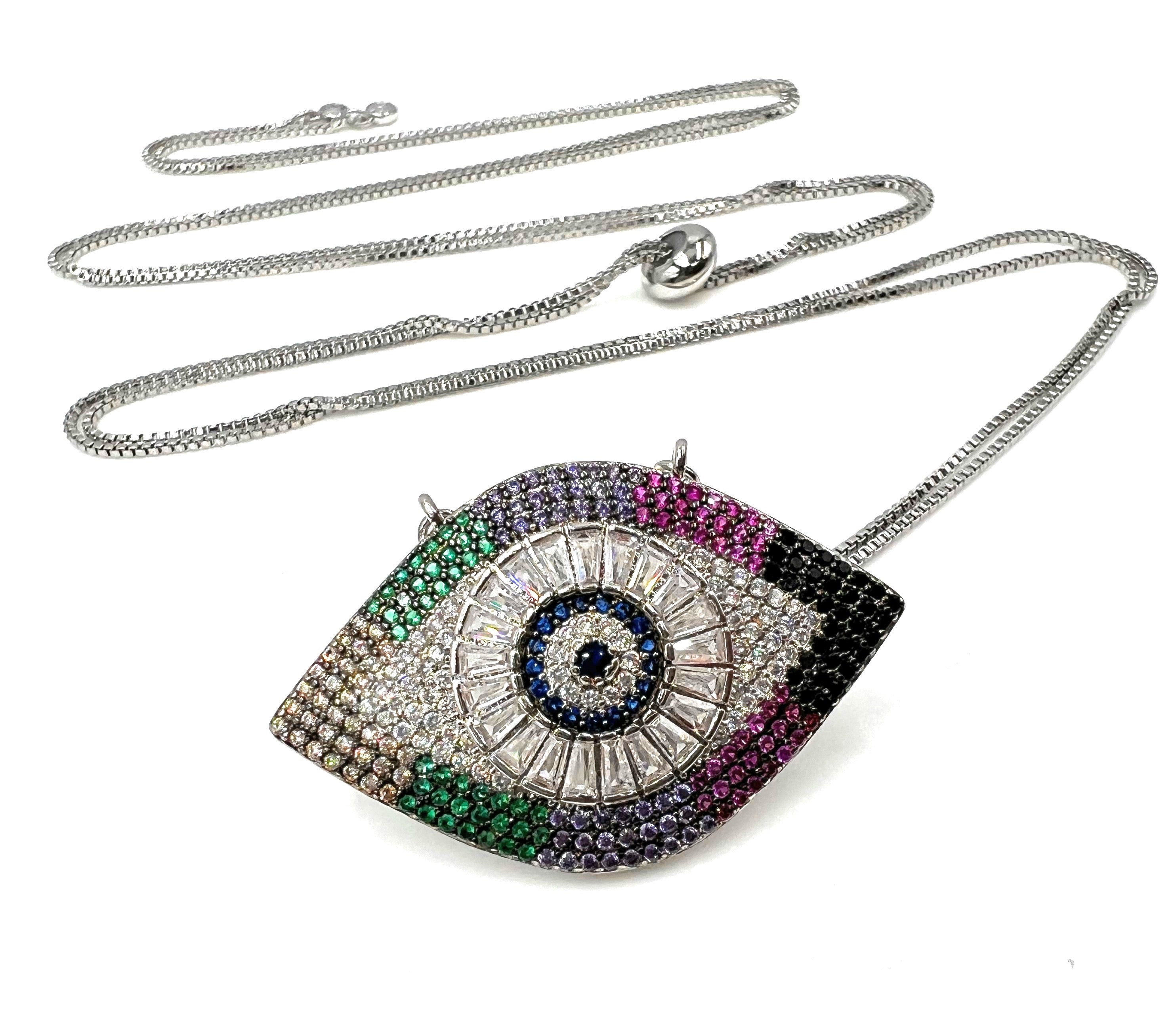 Lariat Evil Eye Necklace Versatile Long Chain
