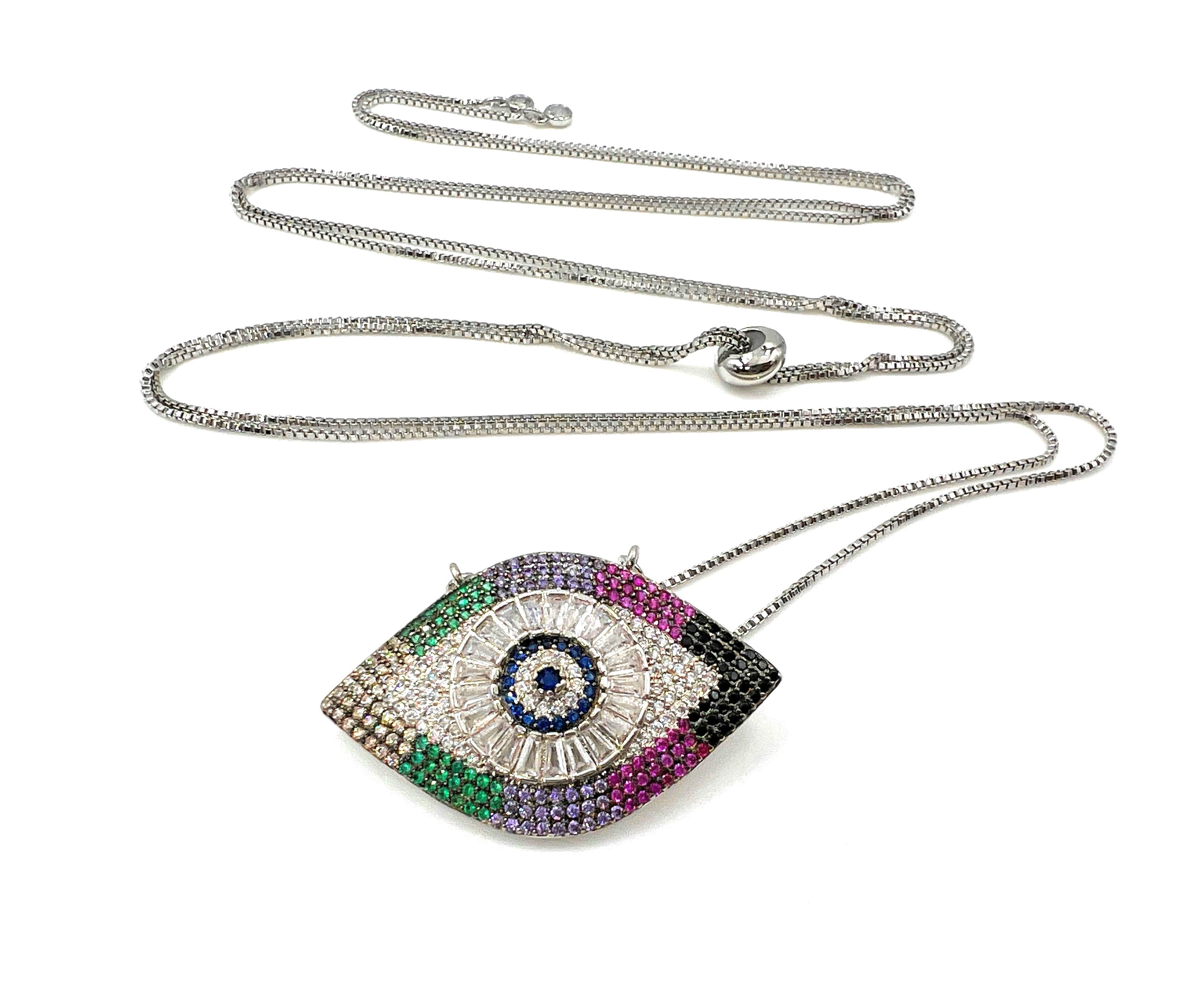 Lariat Evil Eye Necklace Versatile Long Chain