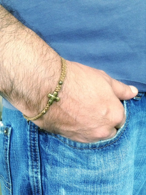 Brass Cross bracelet Men 