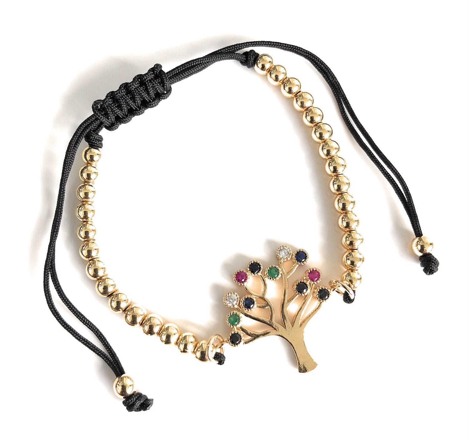 Tree of Life Cubic Zirconia Adjustable Bracelet
