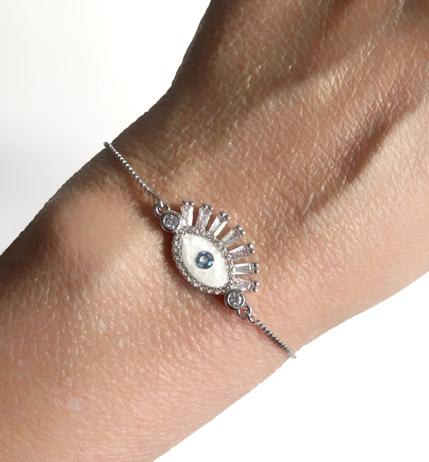 Silver Plate Evil Eye Bracelet