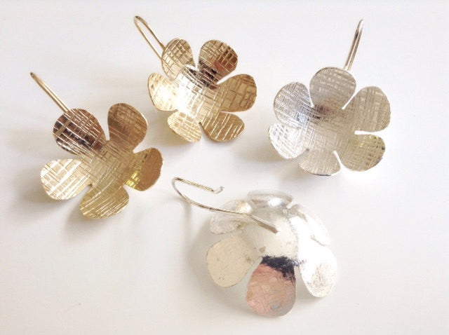 Silver dangle Flower earrings